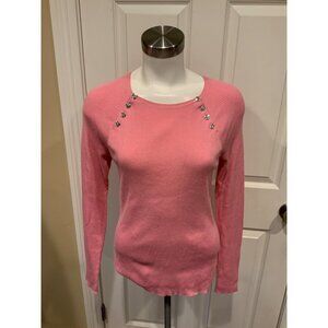 Polo Ralph Lauren Pink Thin Rib Knit Button Shoulder Top, SizeXL